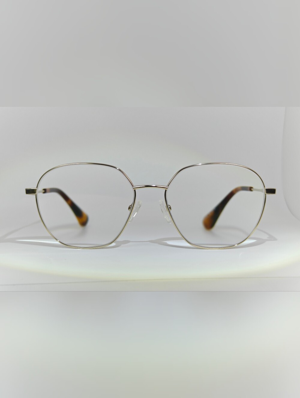 Diana. Titanium Gold Frame Women's Eyeglasses with Tortoiseshell Temples